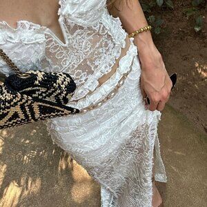 12th Tribe Vienna White Lace Corset Top Size LL